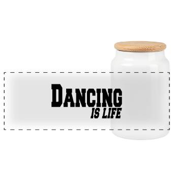 dancing is life - Panorama Keksdose mit Holzdeckel - Weiß - Vorne