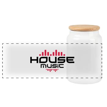 House Music - Panoramic Cookie Jar with Wooden Lid - white - Front