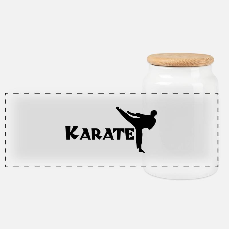 karate - Panorama Keksdose mit Holzdeckel - Weiß