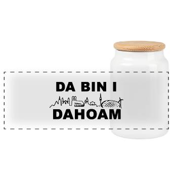 Da bin I Dahoam - Panorama Keksdose mit Holzdeckel - Weiß - Vorne