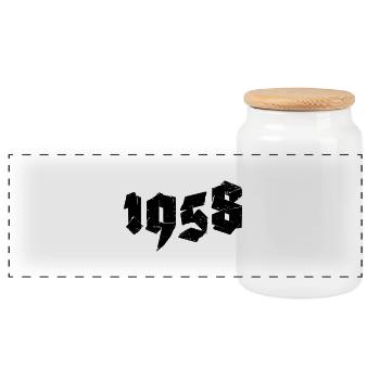 Jahr 1958 - Panorama Keksdose mit Holzdeckel - Weiß - Vorne
