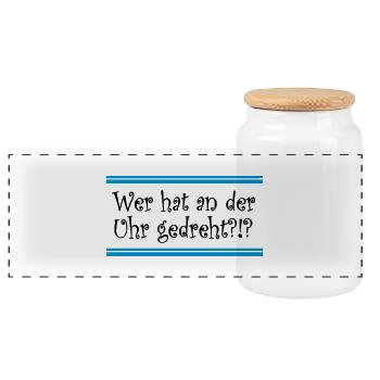 Uhr - Panorama Keksdose mit Holzdeckel - Weiß - Vorne