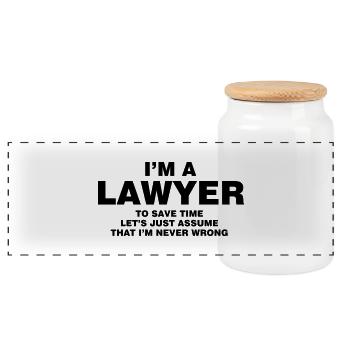 I'M A LAWYER NEVER WRONG - Boîte à biscuits avec couvercle en bois - blanc - Devant