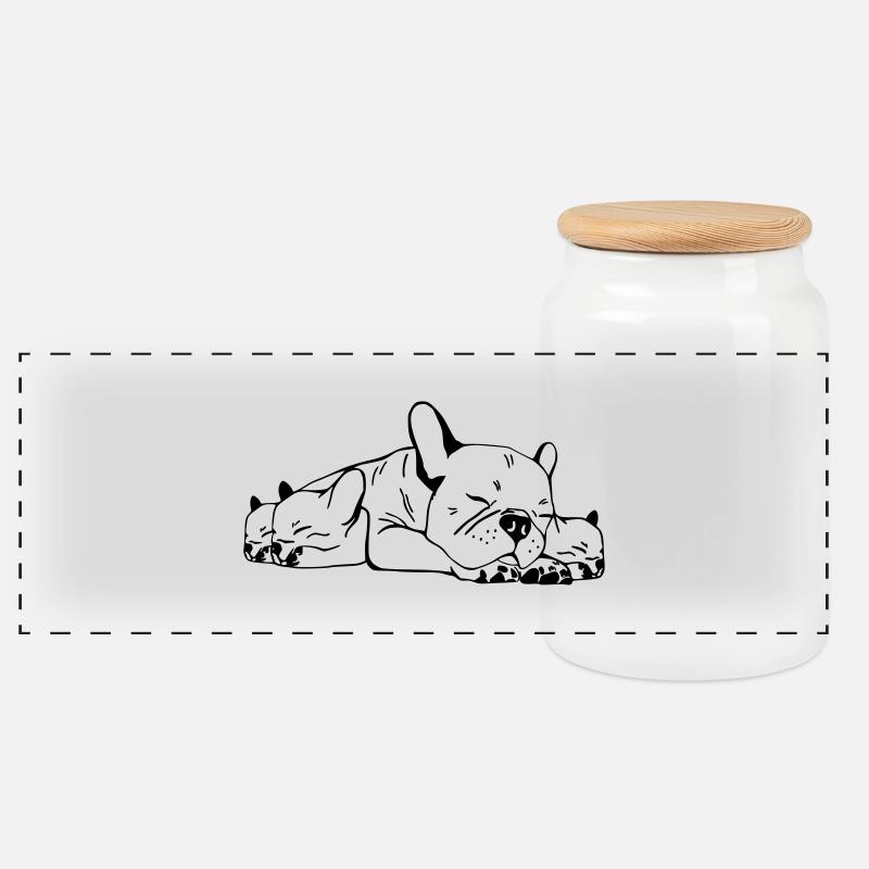 French Bulldog Mama - Panorama Keksdose mit Holzdeckel - Weiß