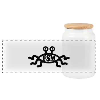 Flying Spaghetti Monster - Panorama Keksdose mit Holzdeckel - Weiß - Vorne