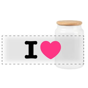 i heart herz - Panorama Keksdose mit Holzdeckel - Weiß - Vorne