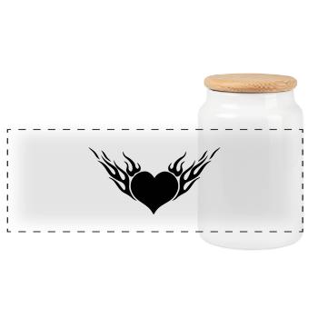 Fire Heart 1c - Panoramic Cookie Jar with Wooden Lid - white - Front