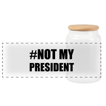 NOT MY PRESIDENT - Panorama Keksdose mit Holzdeckel - Weiß - Vorne