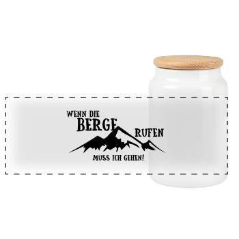 Wenn die Berge Rufen muss - Panorama Keksdose mit Holzdeckel - Weiß - Vorne