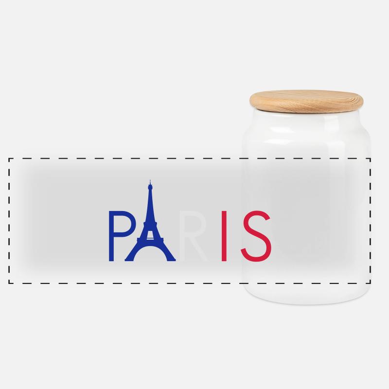 Paris - Panorama Keksdose mit Holzdeckel - Weiß