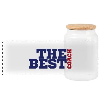 Coach / Entraîneur: Le meilleur entraîneur - Boîte à biscuits avec couvercle en bois - blanc - Devant