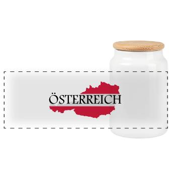 Austria - Panoramic Cookie Jar with Wooden Lid - white - Front