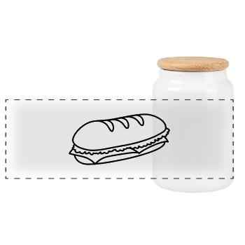 fastfood_sandwich_1c - Panorama Keksdose mit Holzdeckel - Weiß - Vorne