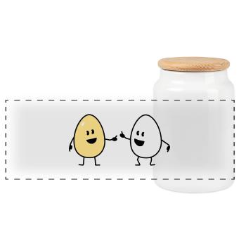 eggs - Panoramic Cookie Jar with Wooden Lid - white - Front