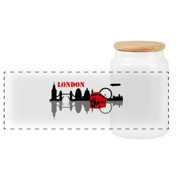 london skyline - Panorama Keksdose mit Holzdeckel - Weiß - Vorne