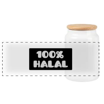 100% Halal (V) - Boîte à biscuits avec couvercle en bois - blanc - Devant