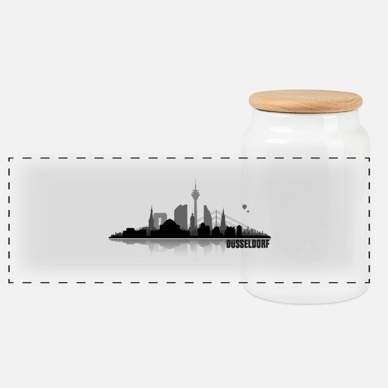 Düsseldorf 02 - Panorama Keksdose mit Holzdeckel - Weiß