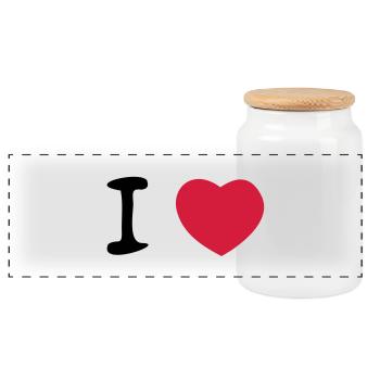 heart - Panoramic Cookie Jar with Wooden Lid - white - Front