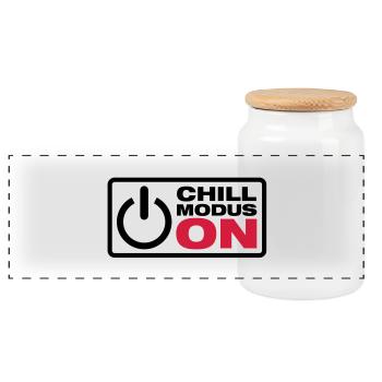 chill_modus_on_f2 - Panoramic Cookie Jar with Wooden Lid - white - Front