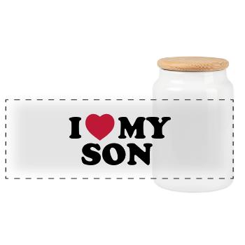 I love my son - Panorama Keksdose mit Holzdeckel - Weiß - Vorne