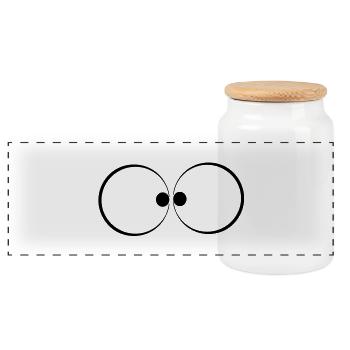 Cartoon eyes - Panoramic Cookie Jar with Wooden Lid - white - Front