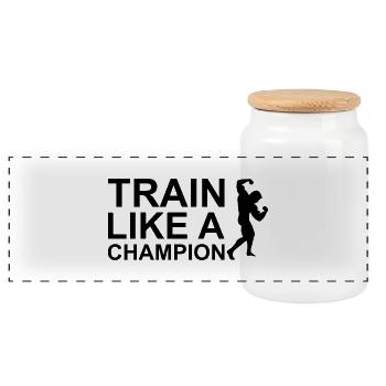 Train like a Champion 2 - Boîte à biscuits avec couvercle en bois - blanc - Devant