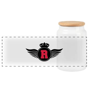 r_letter_shield_c2 - Boîte à biscuits avec couvercle en bois - blanc - Devant
