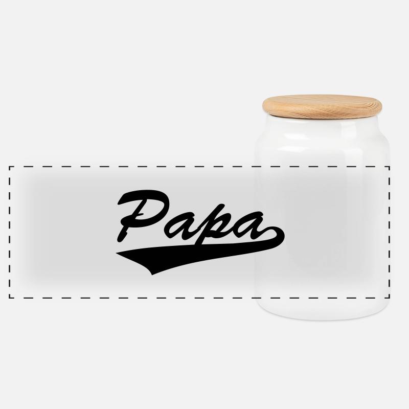 Papa - Panorama Keksdose mit Holzdeckel - Weiß