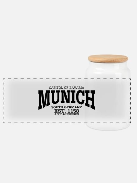 Munich Bavaria - Panorama Keksdose mit Holzdeckel - Weiß