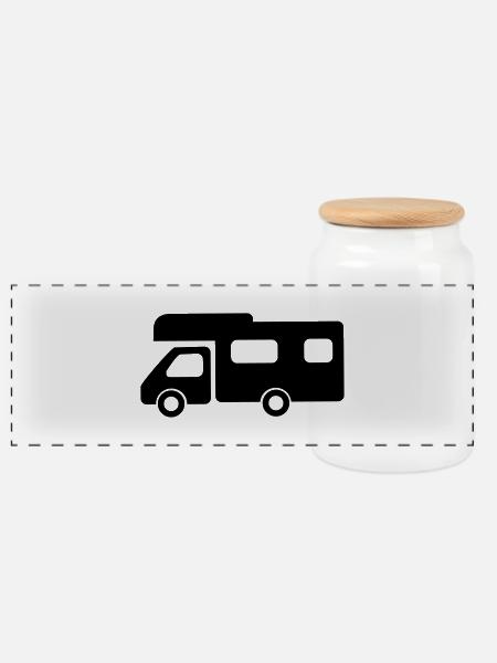 Wohnmobil - Panorama Keksdose mit Holzdeckel - Weiß
