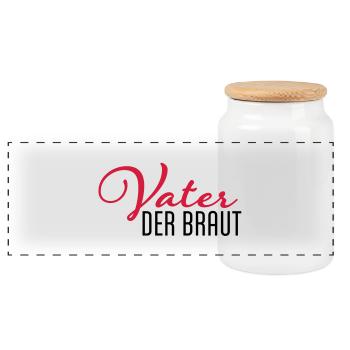 father of the bride - Panoramic Cookie Jar with Wooden Lid - white - Front