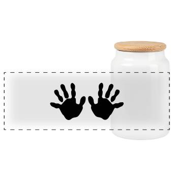 Hands - Panoramic Cookie Jar with Wooden Lid - white - Front