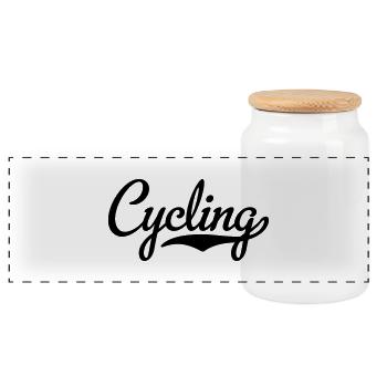 cyclisme - Boîte à biscuits avec couvercle en bois - blanc - Devant