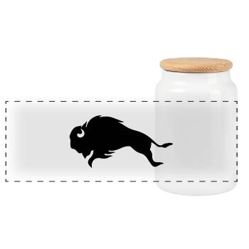 BLACK BISON BULL - Panorama Keksdose mit Holzdeckel - Weiß - Vorne