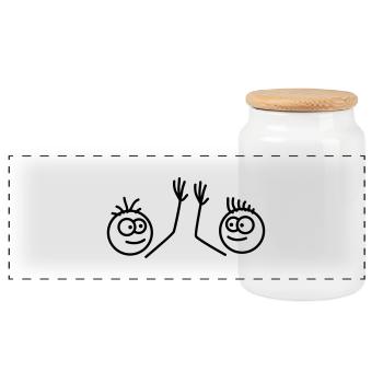 Bros - Boîte à biscuits avec couvercle en bois - blanc - Devant