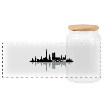 Skyline München Name - Panorama Keksdose mit Holzdeckel - Weiß - Vorne