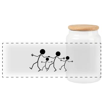 Happy Family Design - Boîte à biscuits avec couvercle en bois - blanc - Devant