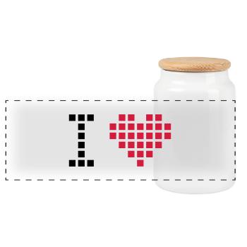 i love pixel - Panorama Keksdose mit Holzdeckel - Weiß - Vorne