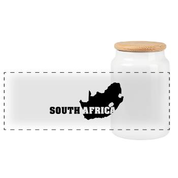 South Africa (ID: 002004) - Panorama Keksdose mit Holzdeckel - Weiß - Vorne