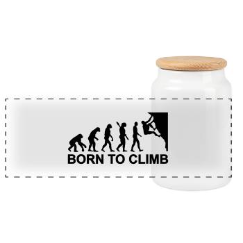 Evolution Climbing - Panoramic Cookie Jar with Wooden Lid - white - Front