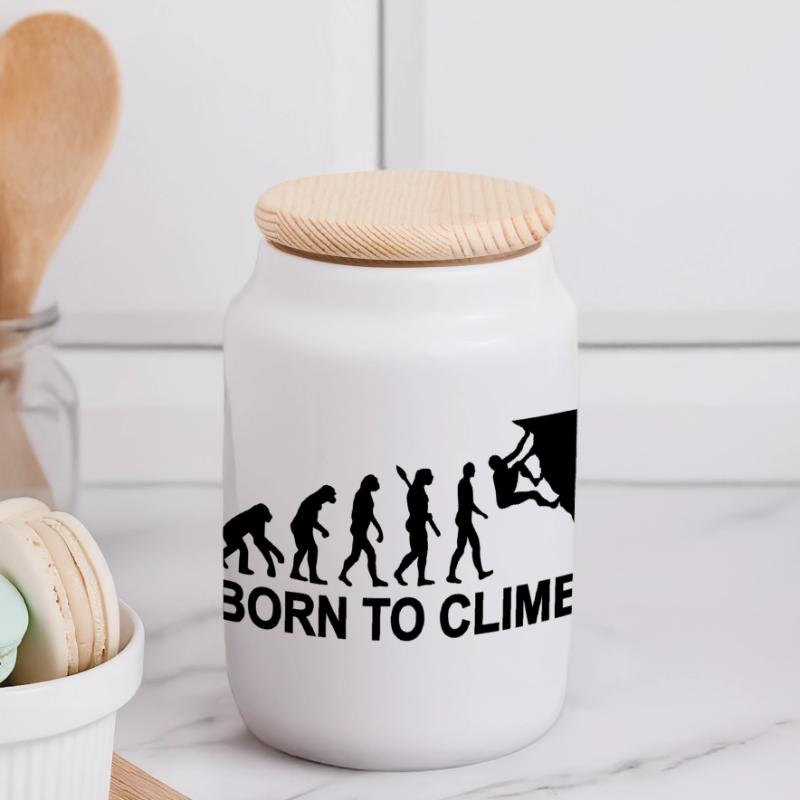 Evolution Climbing Panoramic Cookie Jar with Wooden Lid