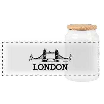 london - Panorama Keksdose mit Holzdeckel - Weiß - Vorne