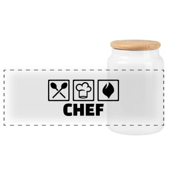 Chef - Boîte à biscuits avec couvercle en bois - blanc - Devant