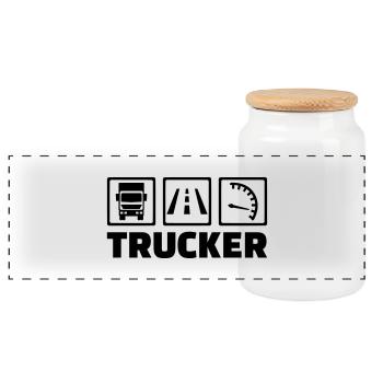 Trucker - Panorama Keksdose mit Holzdeckel - Weiß - Vorne