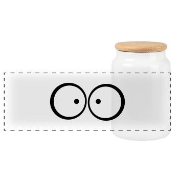 Yeux anxieux caricature bleu qui louche - Boîte à biscuits avec couvercle en bois - blanc - Devant