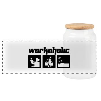 Workaholic (Vektor) - Panoramic Cookie Jar with Wooden Lid - white - Front