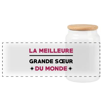 Soeur / Sœur / Sœurette / Soeur / Naissance - Boîte à biscuits avec couvercle en bois - blanc - Devant