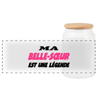 Ma belle-soeur est une légende - Panorama Keksdose mit Holzdeckel - Weiß - Vorne