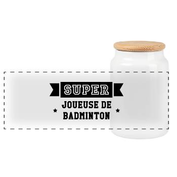 Badminton / Badiste / Tennis / Raquette / Sport - Boîte à biscuits avec couvercle en bois - blanc - Devant