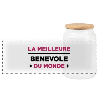 Bénévolat / Bénévole / Solidaire / Humanitaire - Boîte à biscuits avec couvercle en bois - blanc - Devant